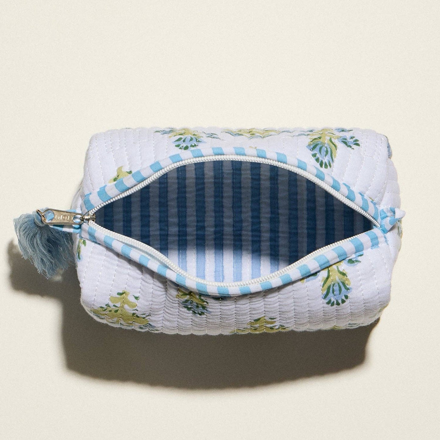 Stone & Stitch Cosmetic Pouch – Zipper Makeup Bag with Tassel