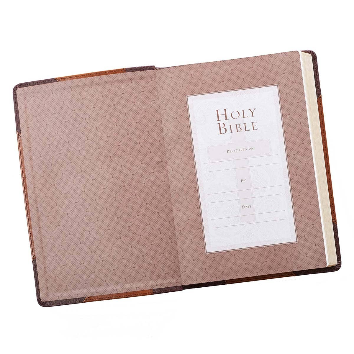 KJV Bible Thinline LP Faux Leather, Brown Two-tone