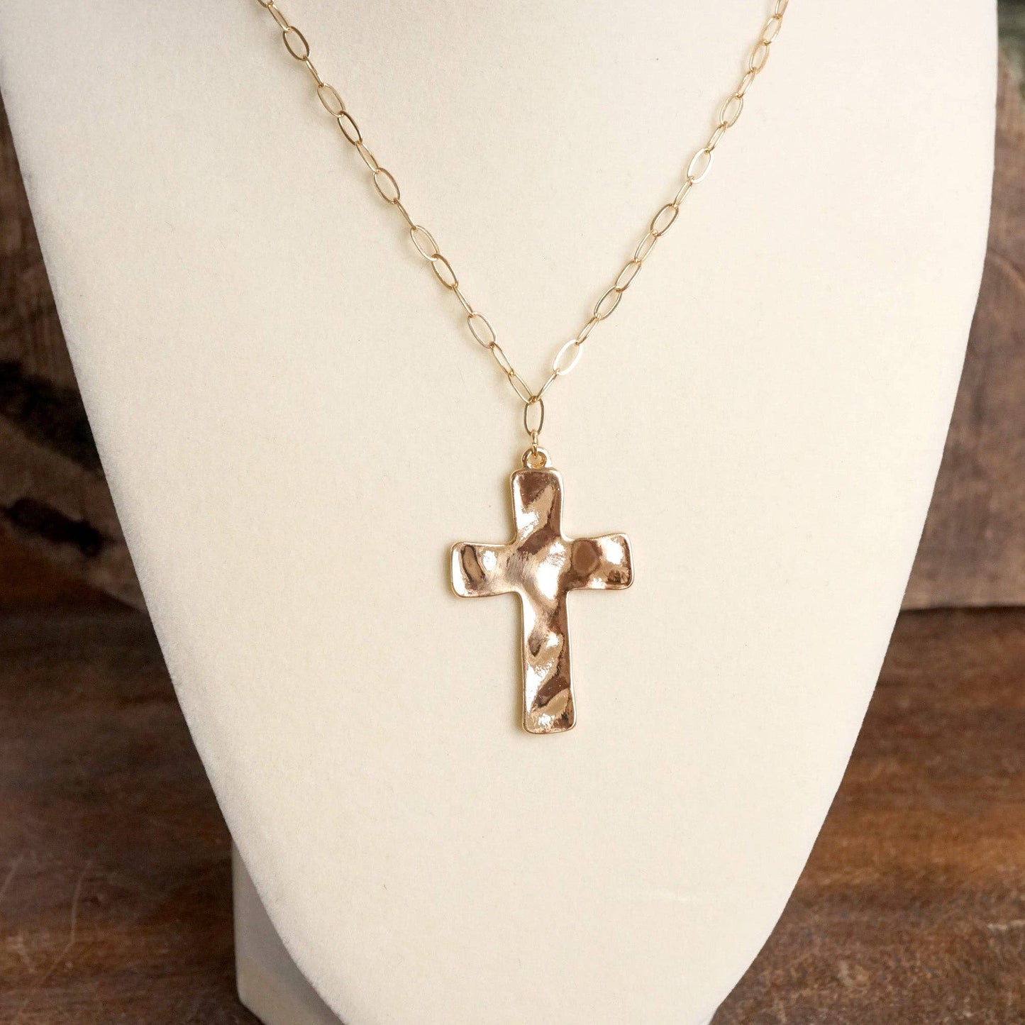 Cross Necklace - Short dainty chain in gold silver tone