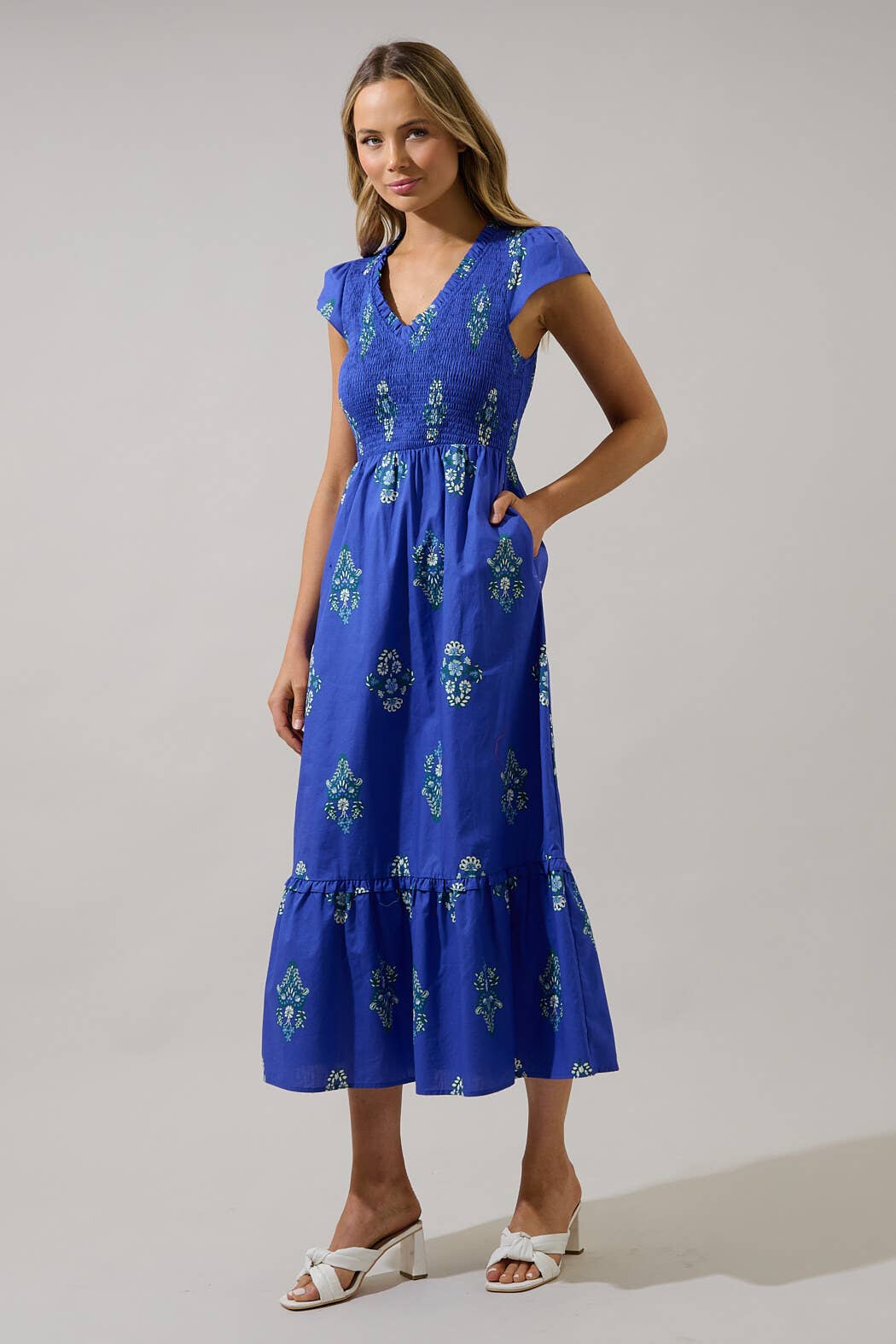Haline Floral Liora Smocked Midi Dress