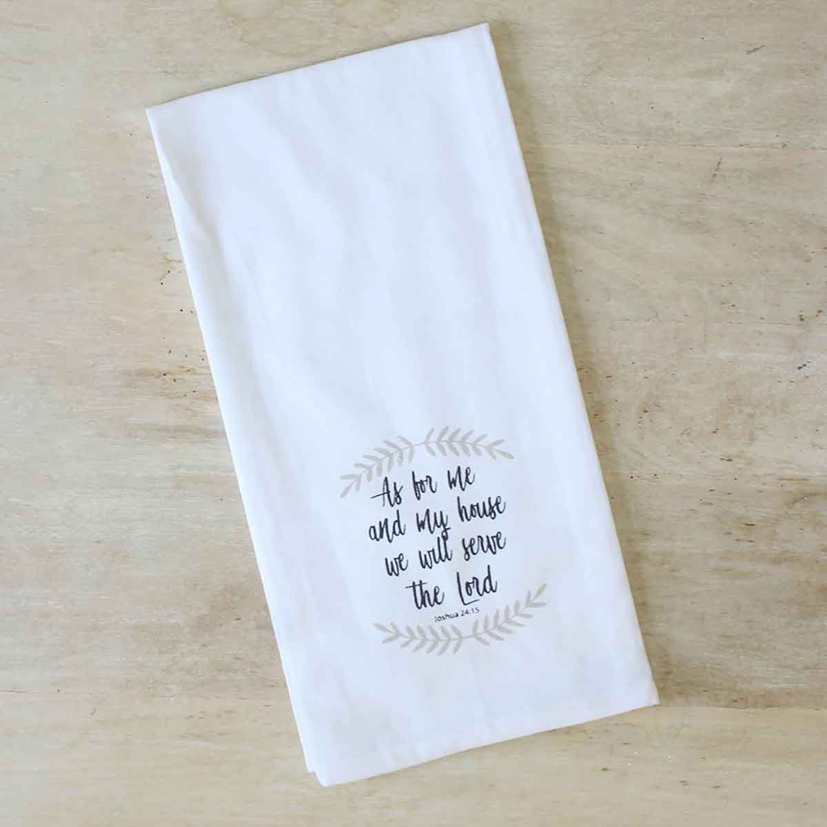 Joshua 24:15 Hand Towel White/Taupe/Black 20x28