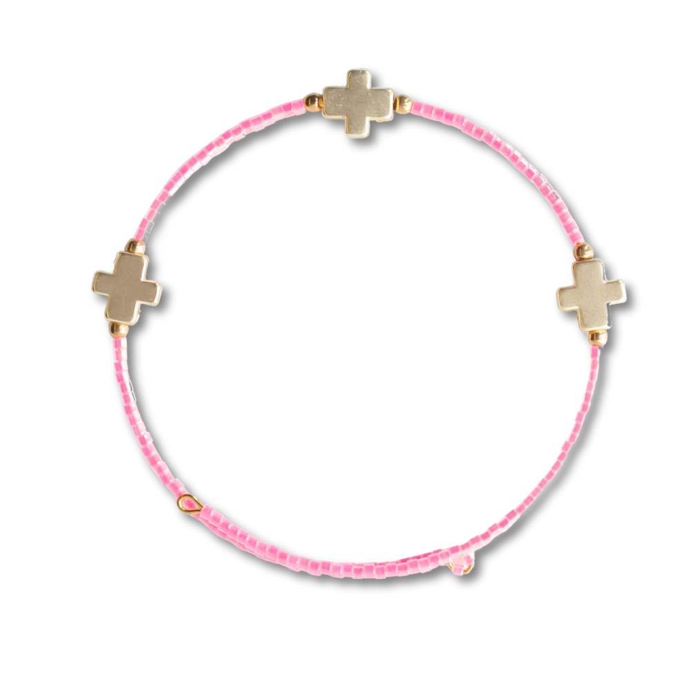 Faithful Cross Bangle-Hot Pink | Christian