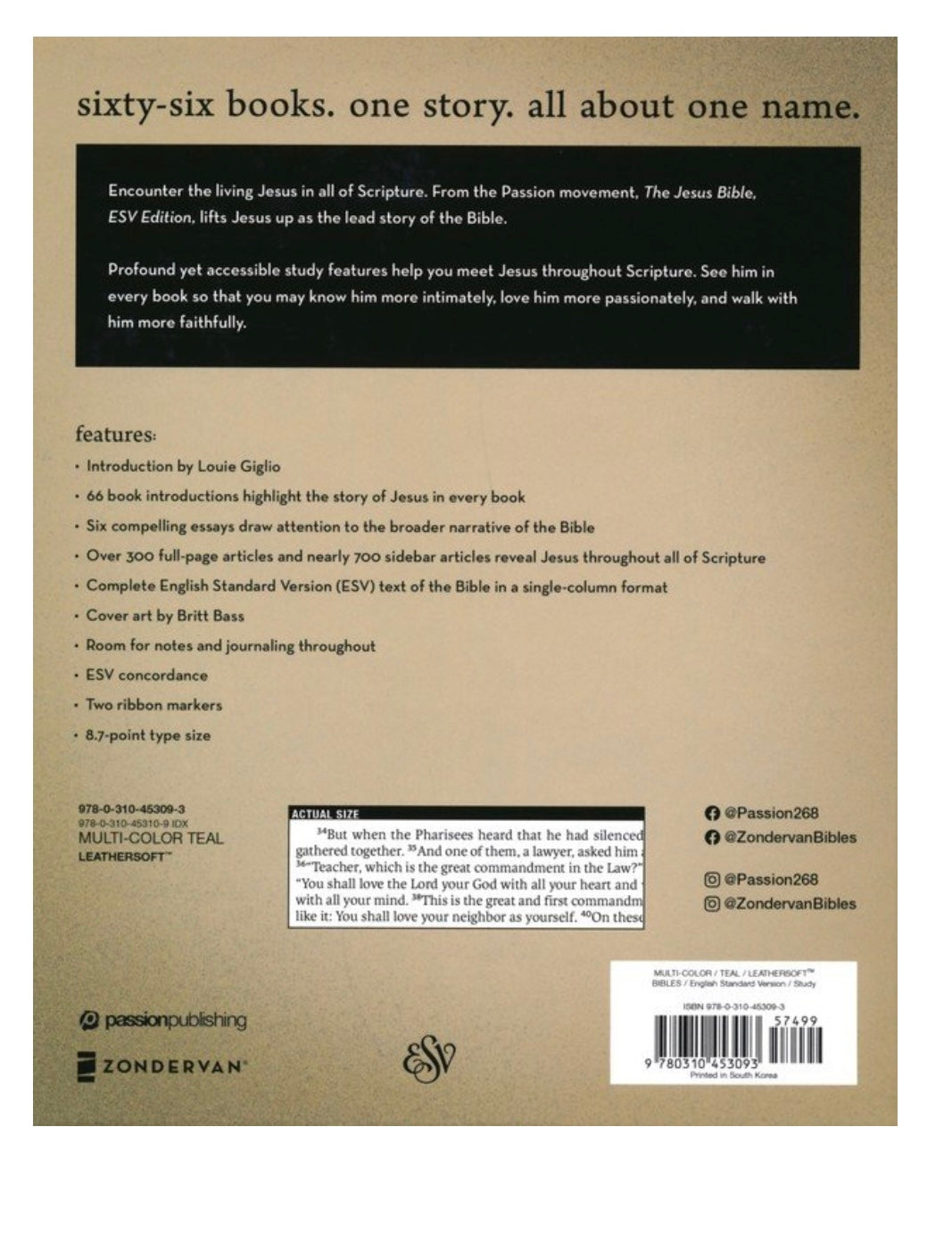 The Jesus Bible | ESV | Multicolor | Soft Leather-look