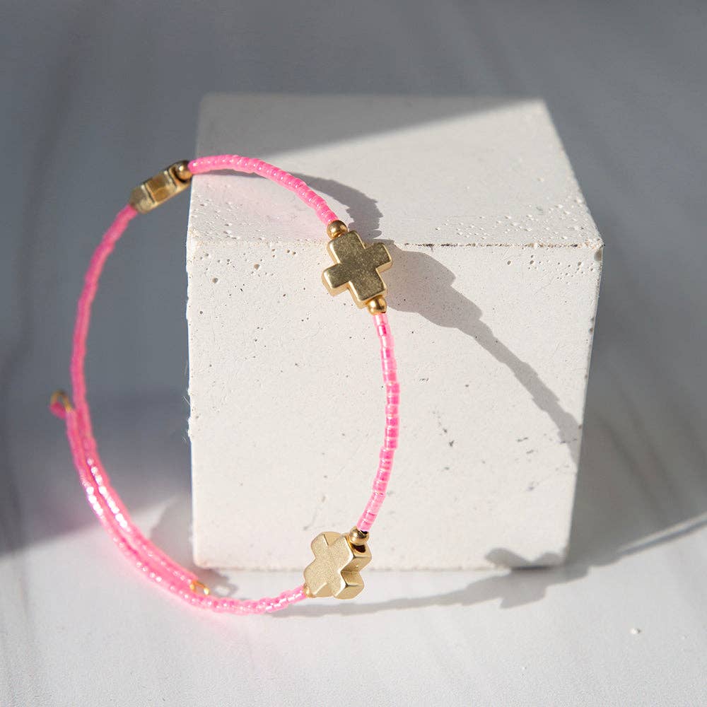 Faithful Cross Bangle-Hot Pink | Christian