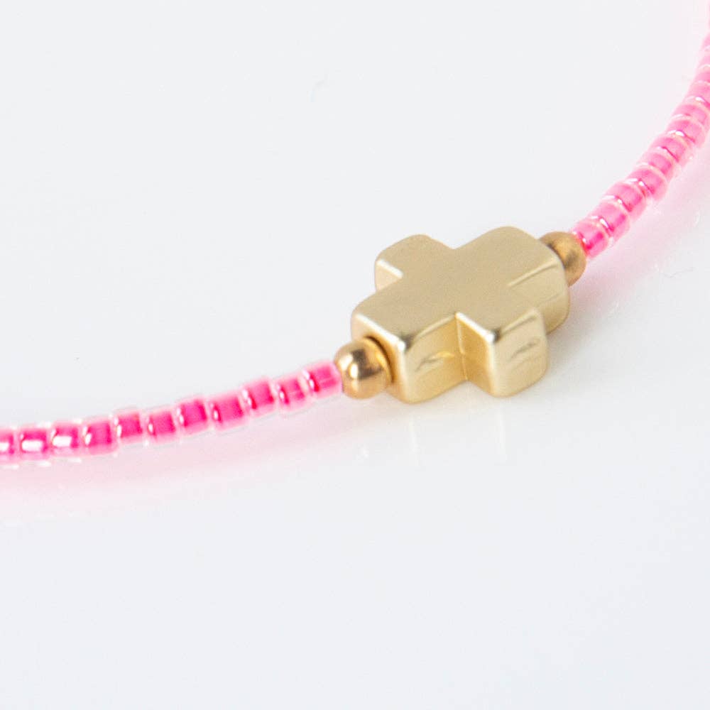 Faithful Cross Bangle-Hot Pink | Christian