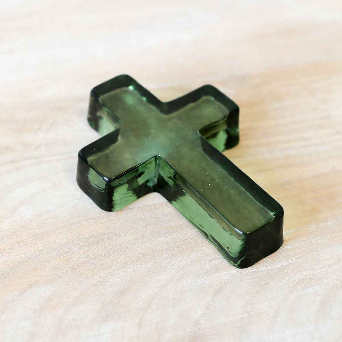 Cross Glass Decor Green 4x5.5