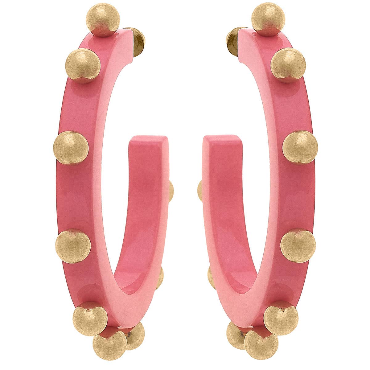 Kelley Studded Metal and Resin Hoop Earrings