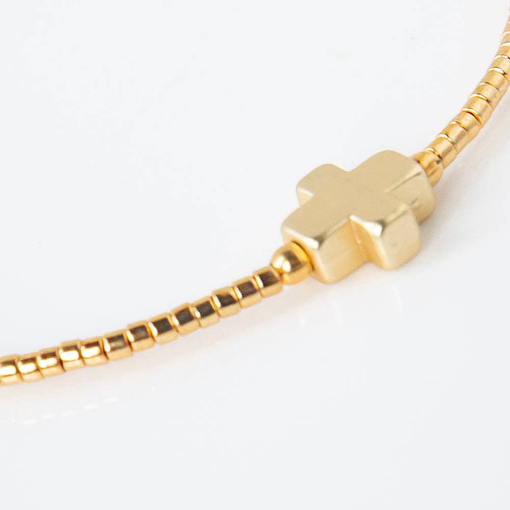 Faithful Cross Bangle-Gold, Cross Bracelet | Christian