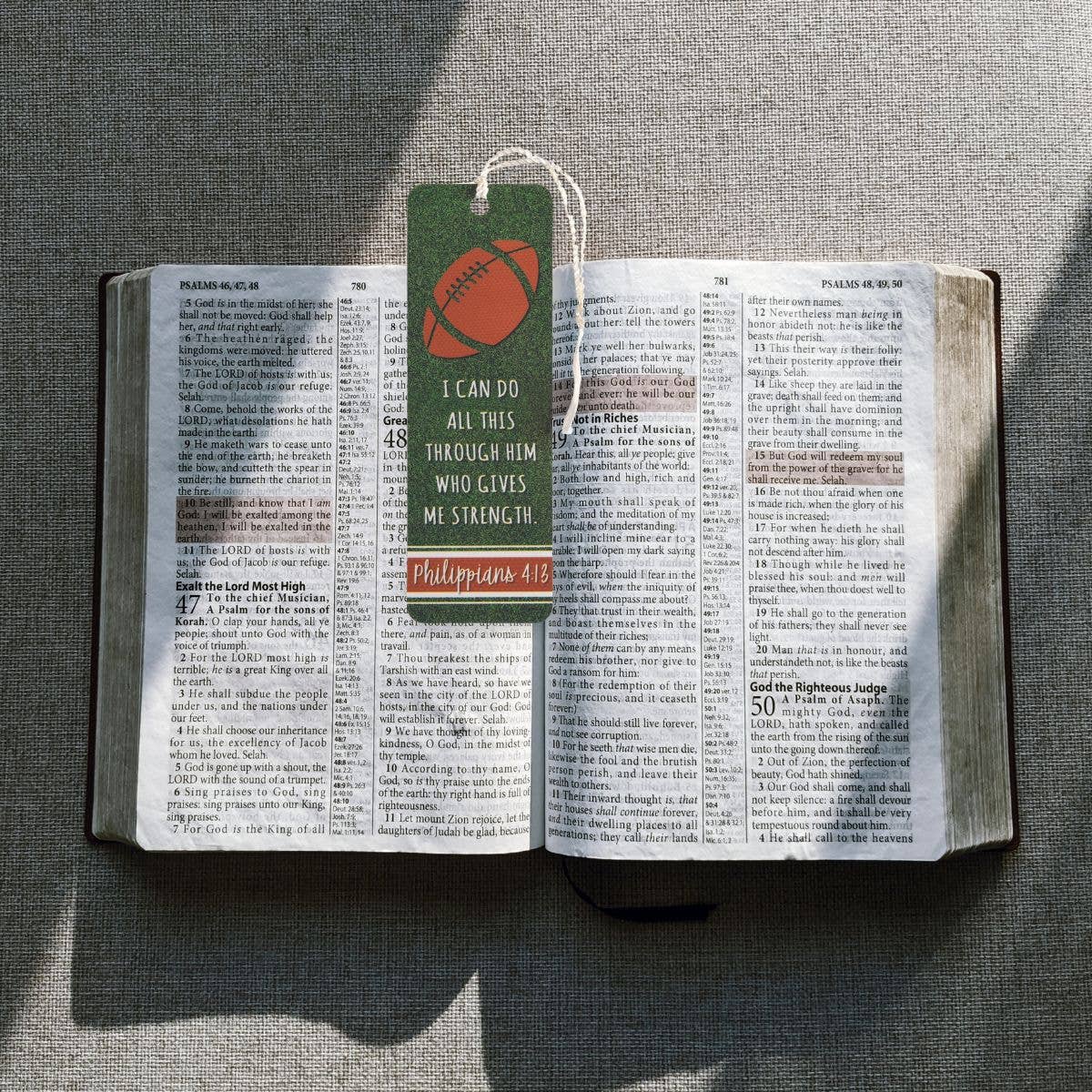 Football Themed Phil 4:13 Tassel Bookmark