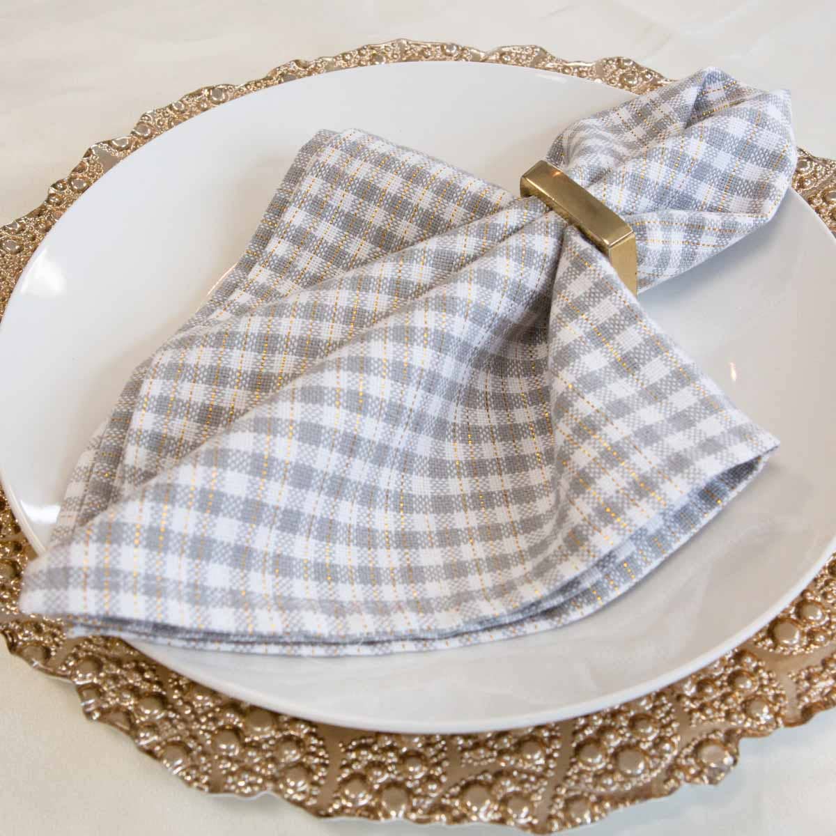 Elwood Napkin Gray/White/Gold 18x18