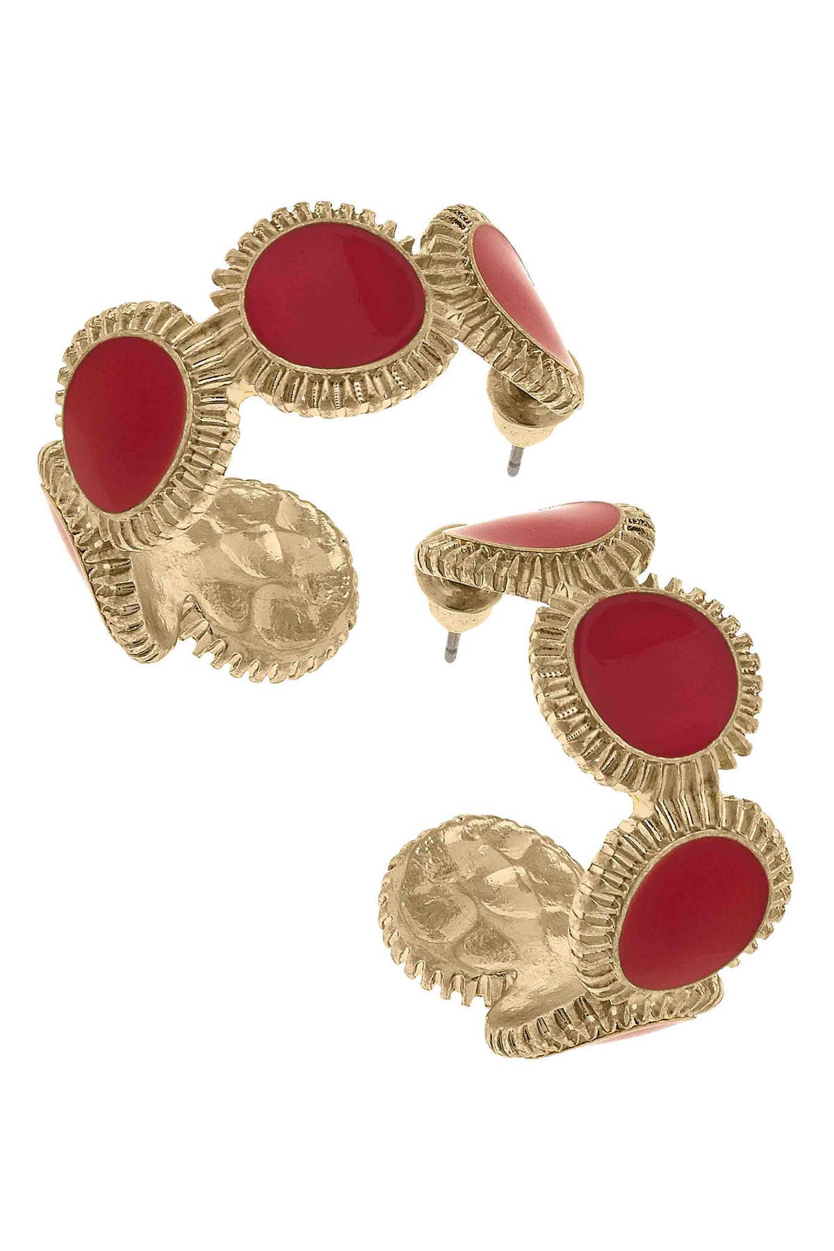 Bianca Fluted Enamel Disc Hoop Earrings