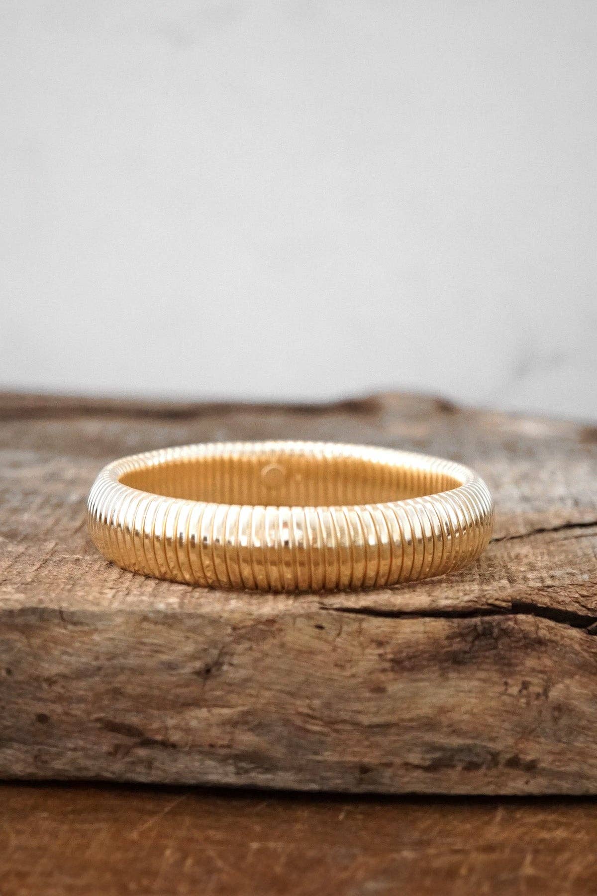 Gold tone flexy stretchy bracelet bangle
