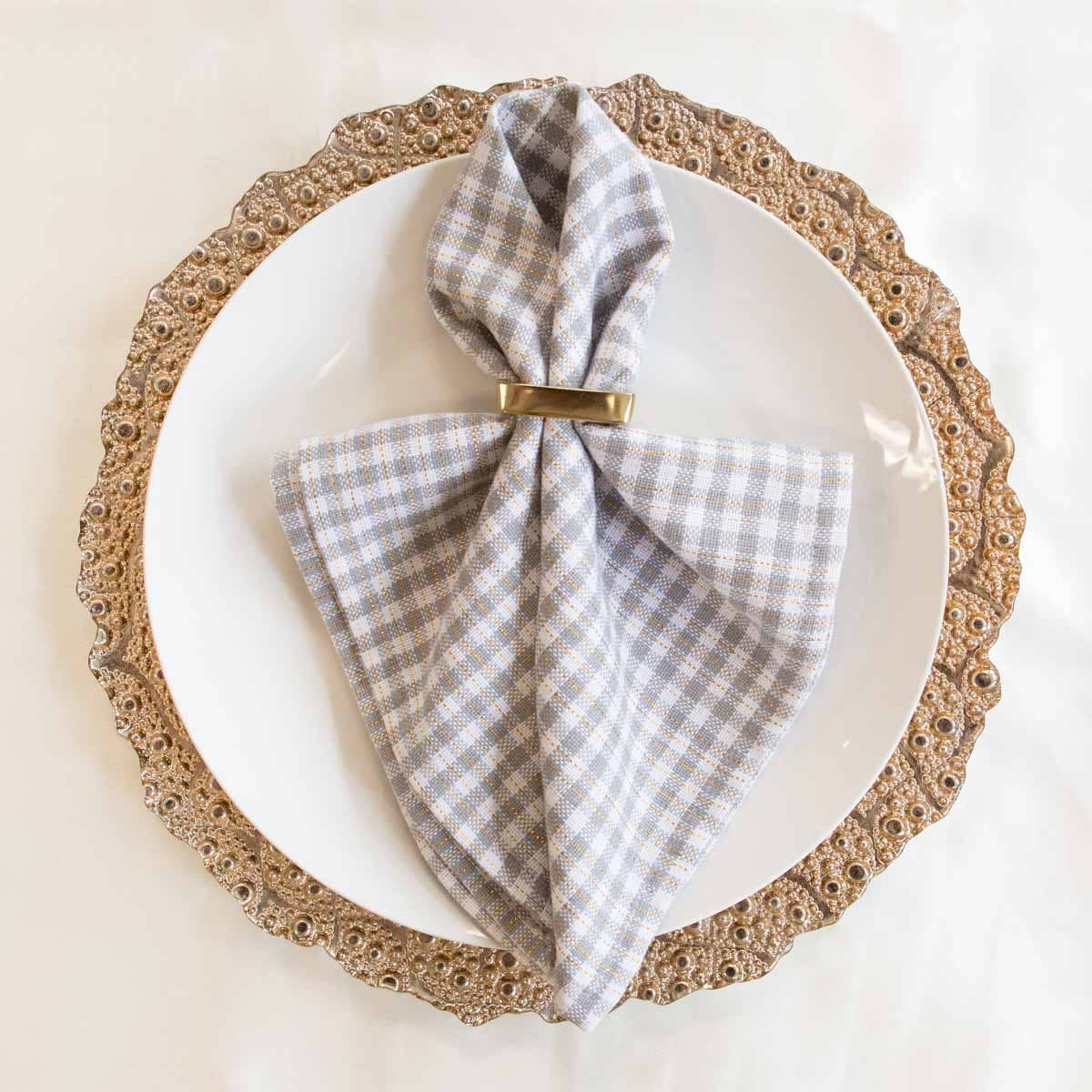 Elwood Napkin Gray/White/Gold 18x18