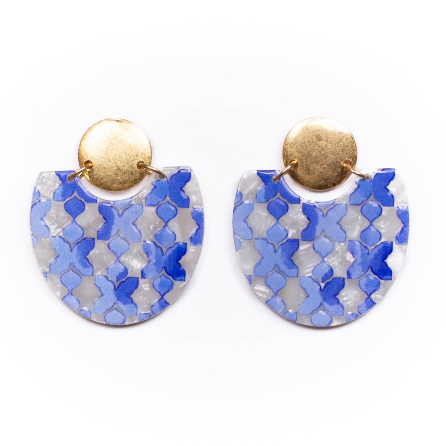Capri Earrings Blue/Gold 1.75"