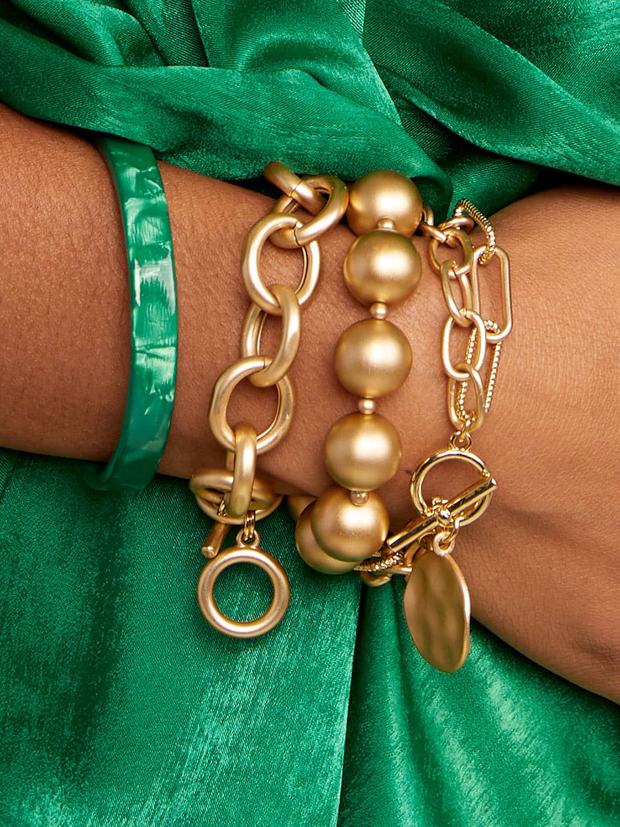 Silver Oval & Paper Clip Links Coin Bracelet
