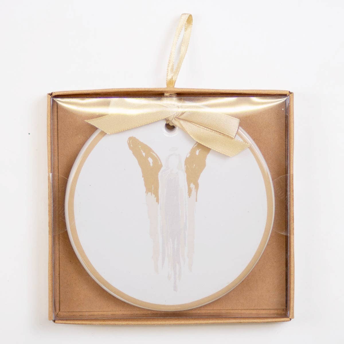 Angel Ornament White/Almond/Gray 4"