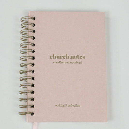 Church Notes Journal - Spiral Linen Pink