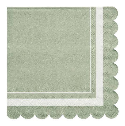 Cocktail Napkin Scalloped Edge Sage/20 pkg