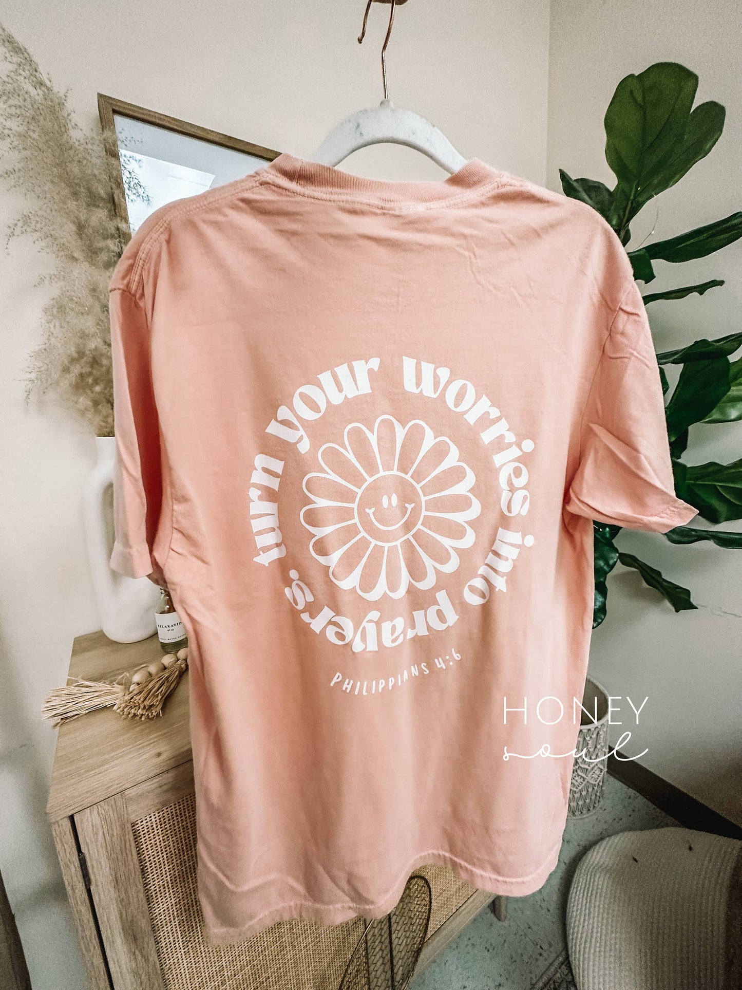 Turn Your Worries Into Prayers Graphic Summer Tee- Sage