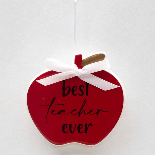 Best Teacher Ever Ornament   Red/Black   4"