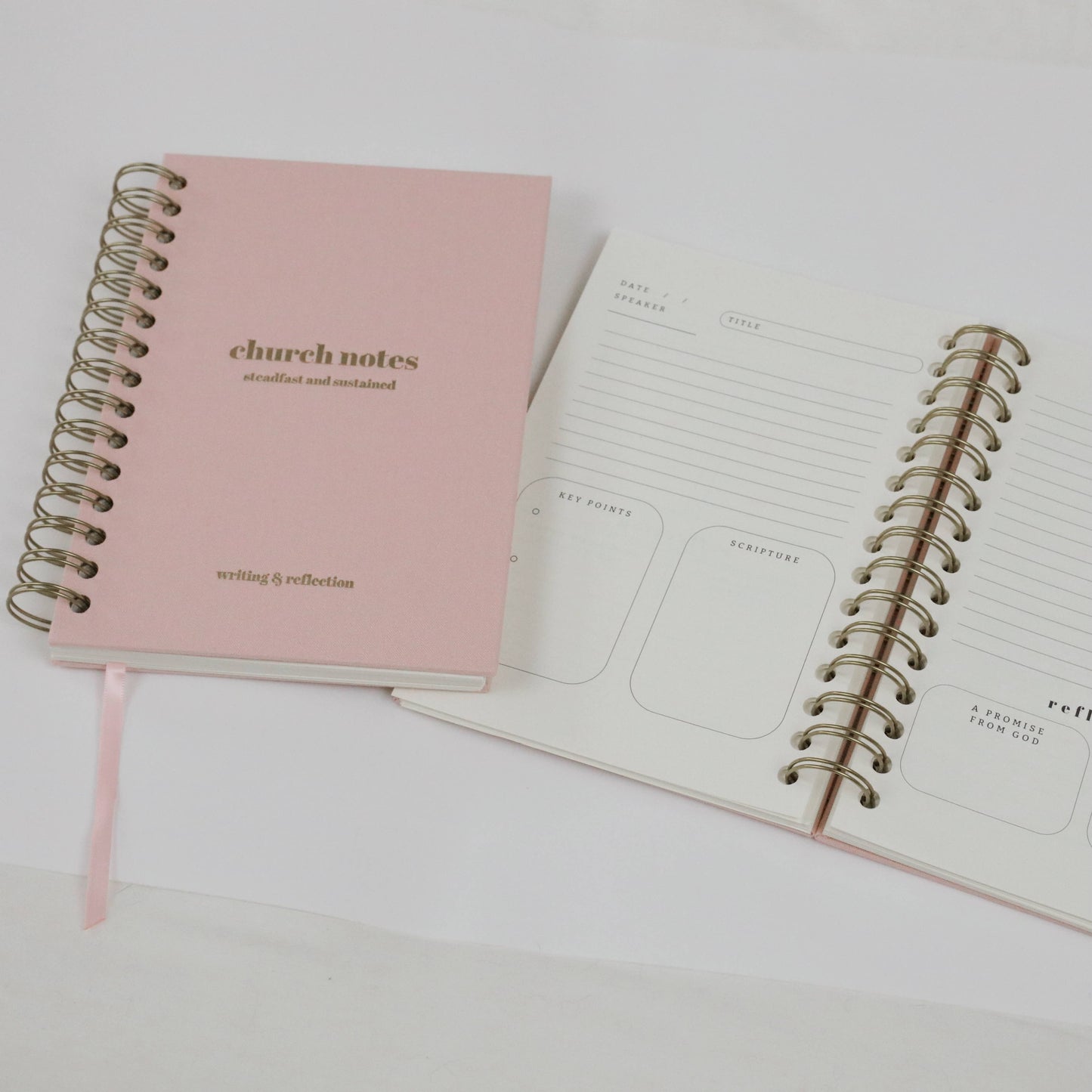 Church Notes Journal - Spiral Linen Pink