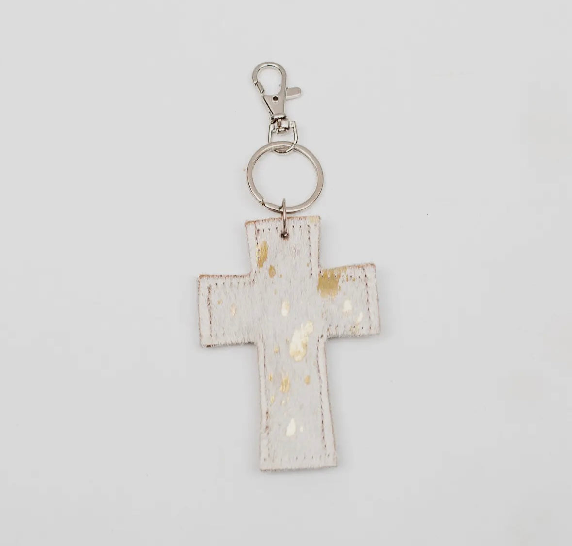 Cross Speckled Metallic Hide Keychain