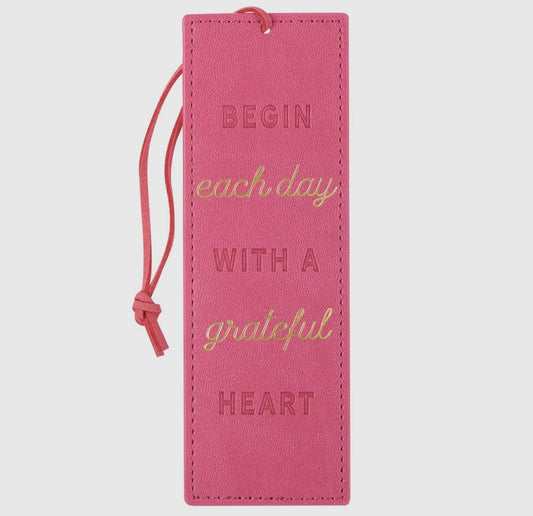 Begin Each Day With A Grateful Heart Faux Leather Bookmark