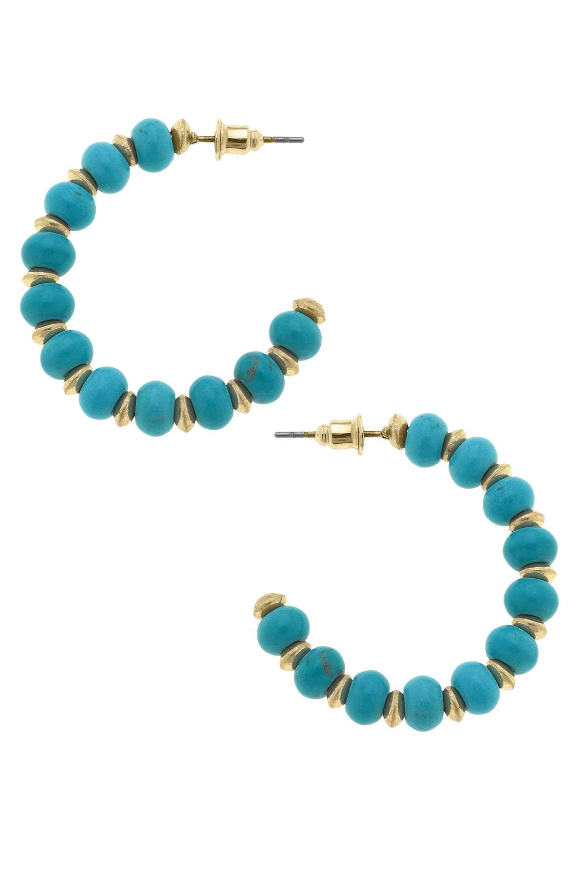 Kaycee Beaded Hoop Earrings in Turquoise & Worn Gold