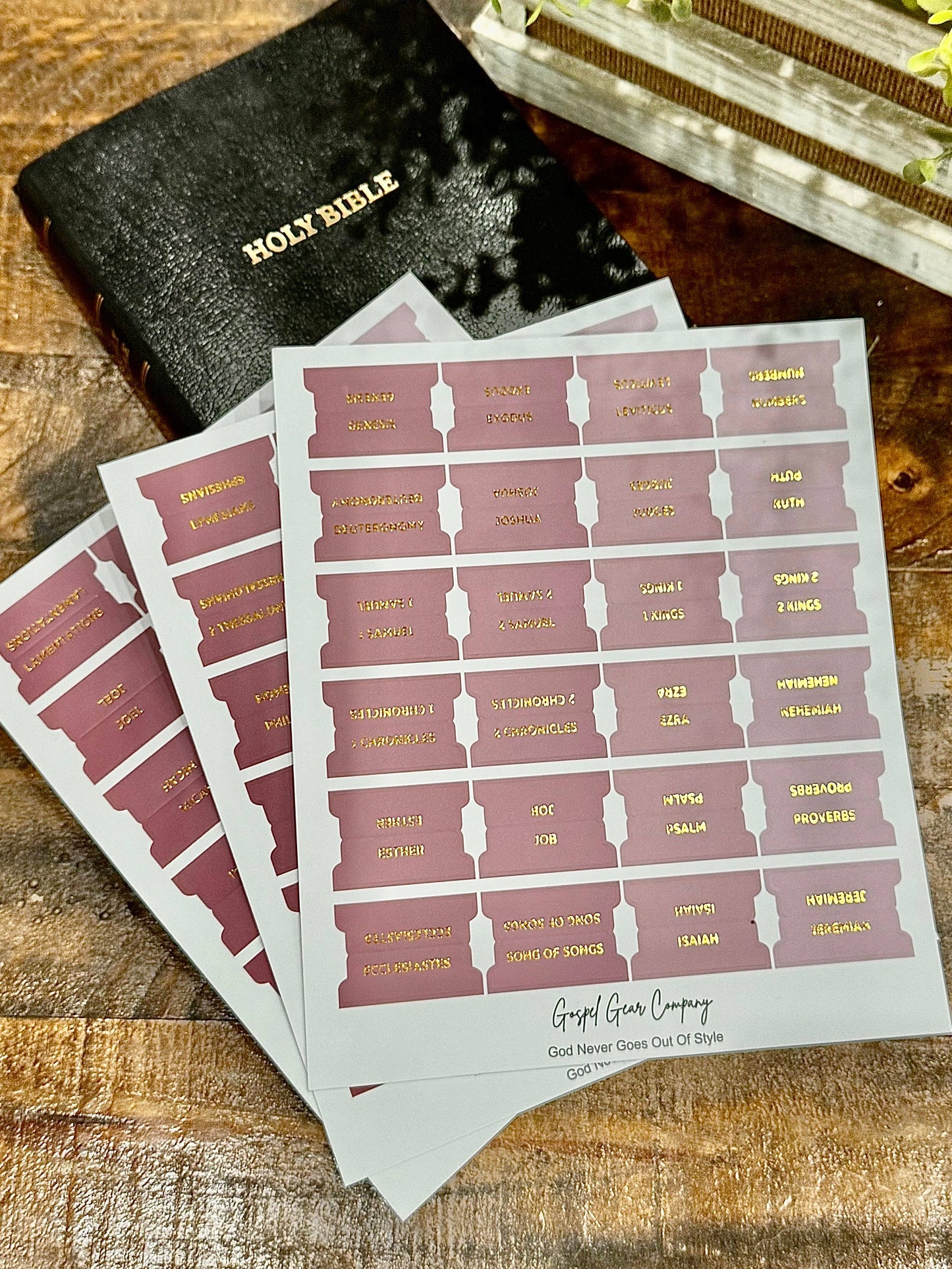 Gold Foil Dusty Rose Matte Bible Tabs