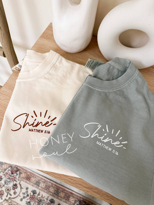 ORIGINAL Let Your Light Shine Graphic Tee- Espresso