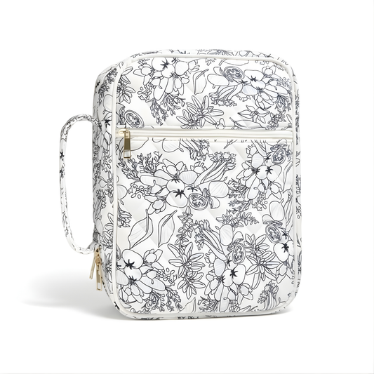 Quilted Bible Case for Women- Navy Floral