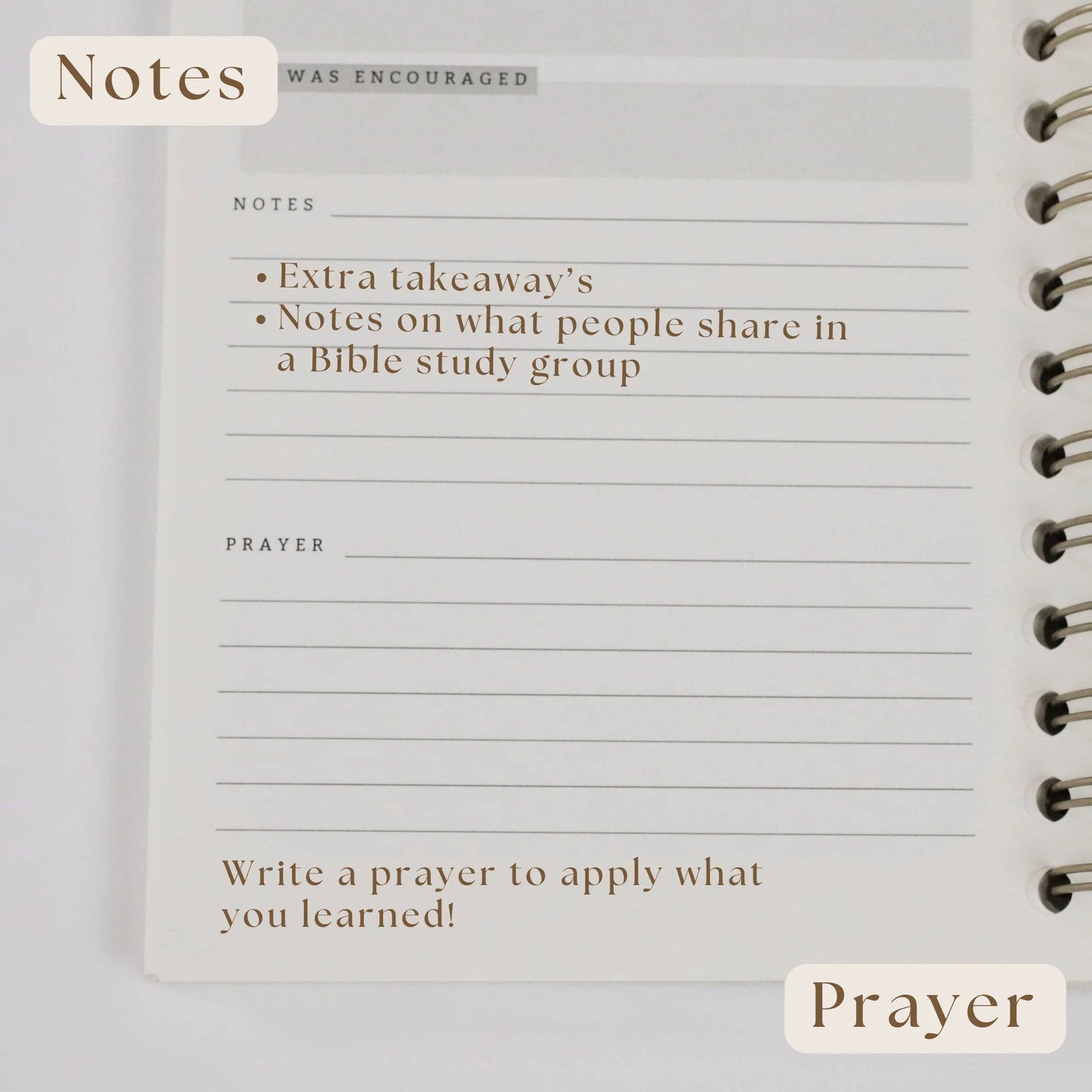 Bible Notes & Reflection Journal - White Linen Spiral - SLIGHTLY IMPERFECT
