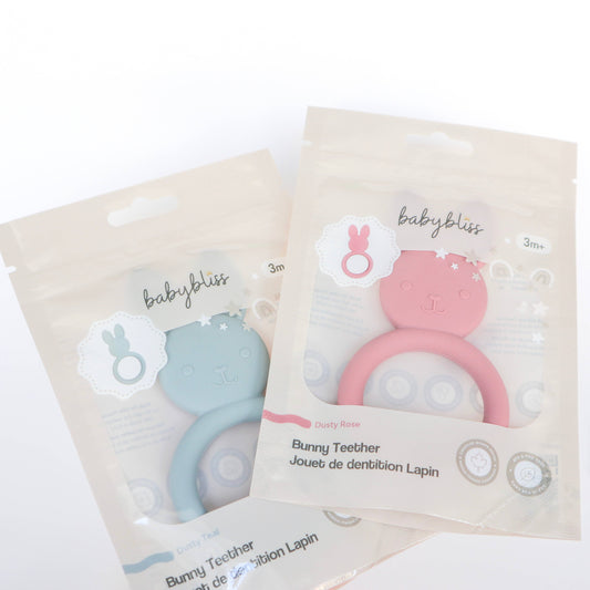 Bunny Teether Toy with Fun Textures, 100% Silicone