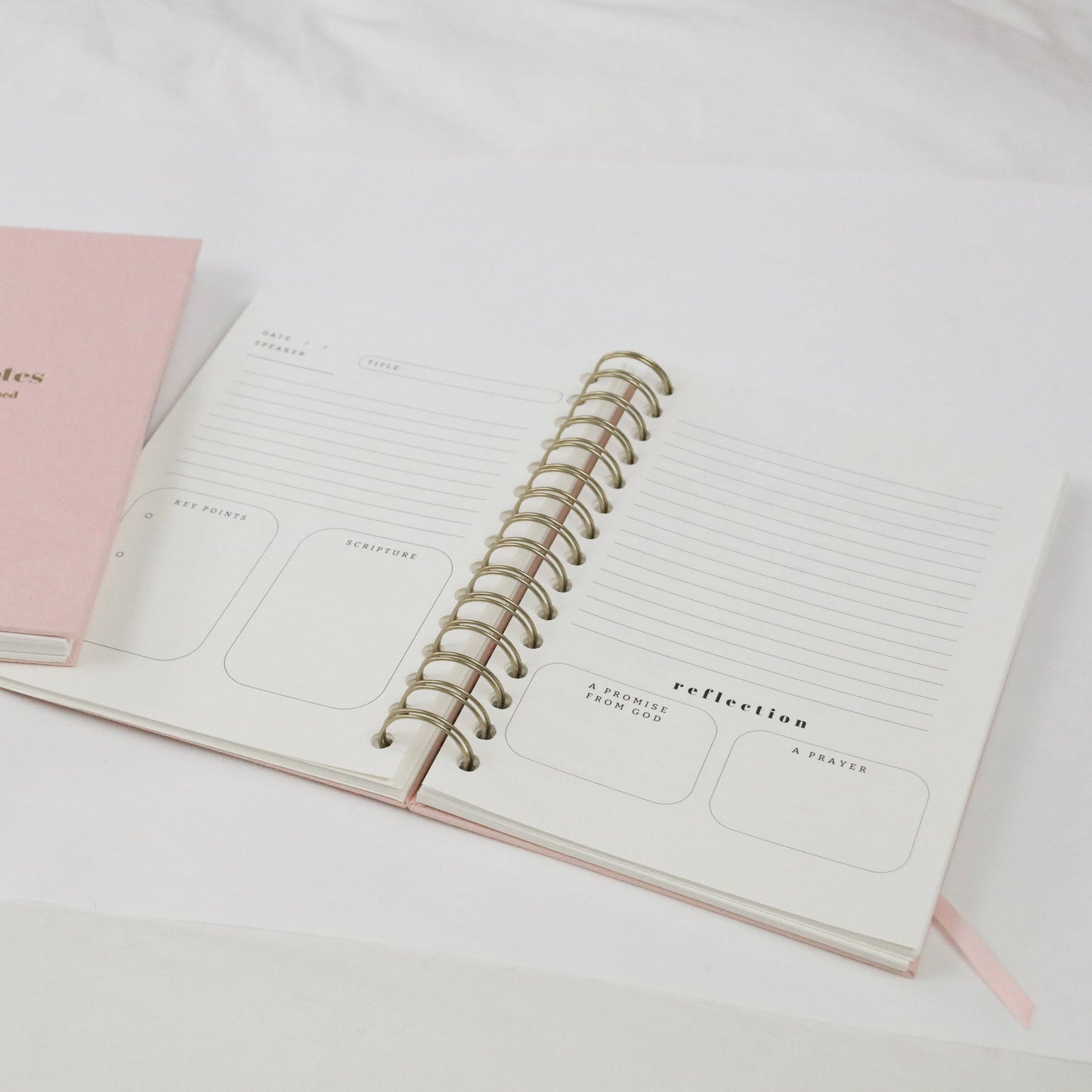 Church Notes Journal - Spiral Linen Pink