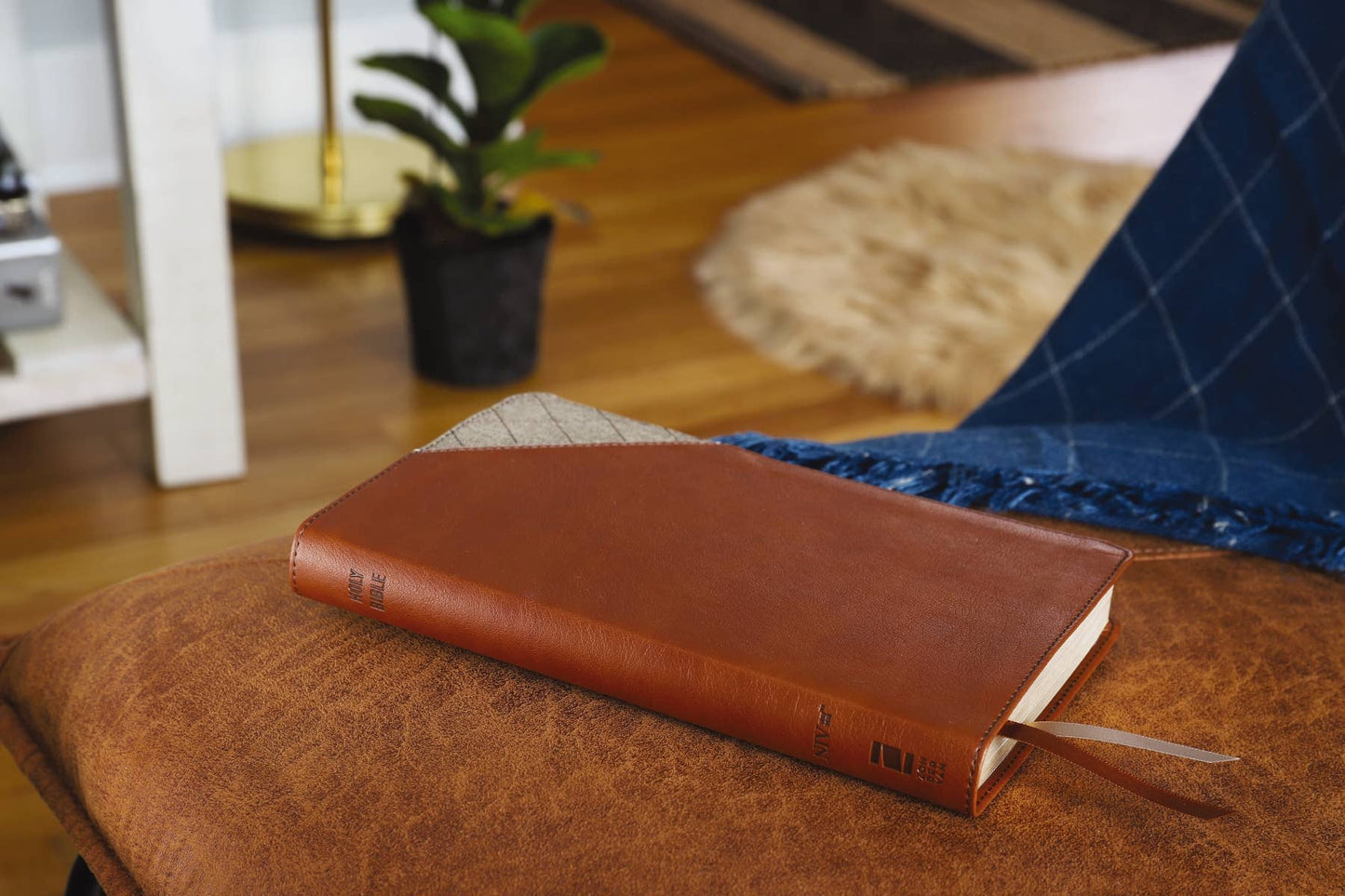 NIV Thinline Bible, Leathersoft, Brown, Red Letter