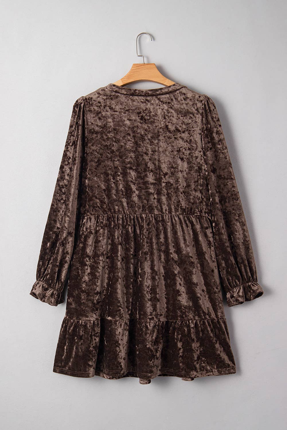 Plus Size Velvet Babydoll Mini Dress with Puff Sleeve