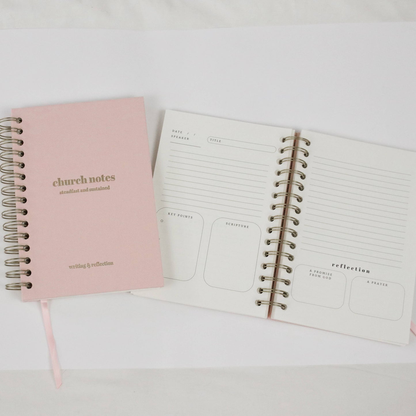 Church Notes Journal - Spiral Linen Pink
