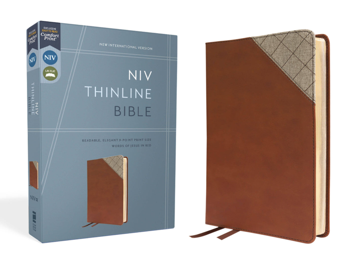NIV Thinline Bible, Leathersoft, Brown, Red Letter