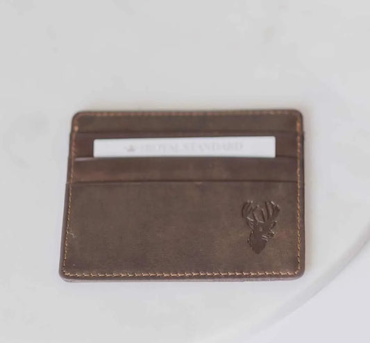 Deer Leather Embossed Slim Wallet