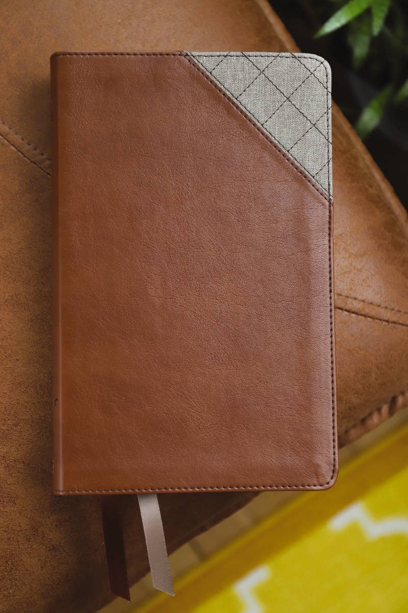 NIV Thinline Bible, Leathersoft, Brown, Red Letter