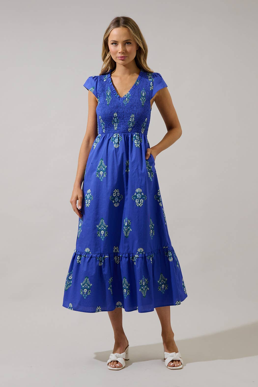 Haline Floral Liora Smocked Midi Dress