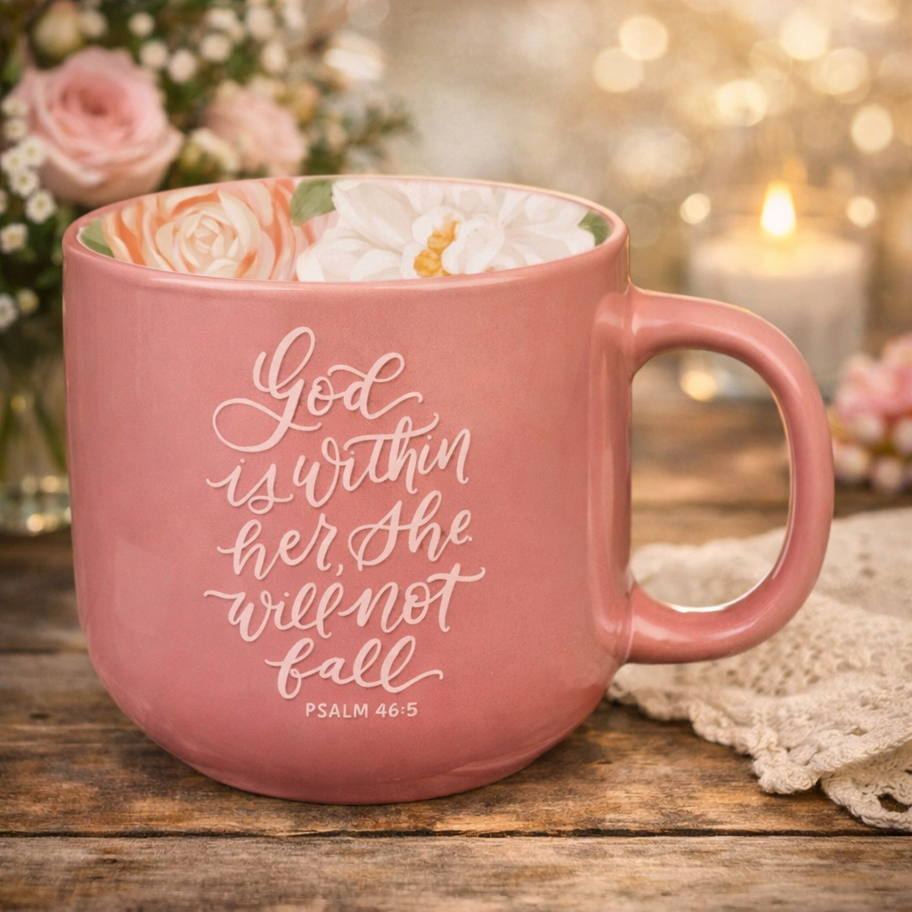 Mug Pink God is Within Her Ps. 46:5