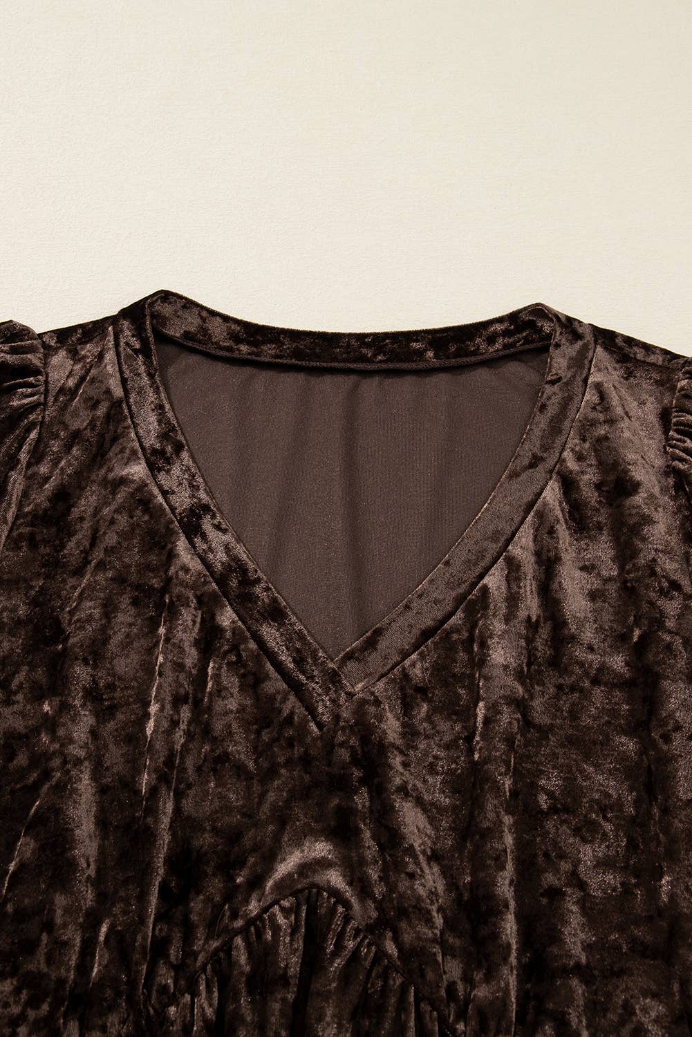 Plus Size Velvet Babydoll Mini Dress with Puff Sleeve