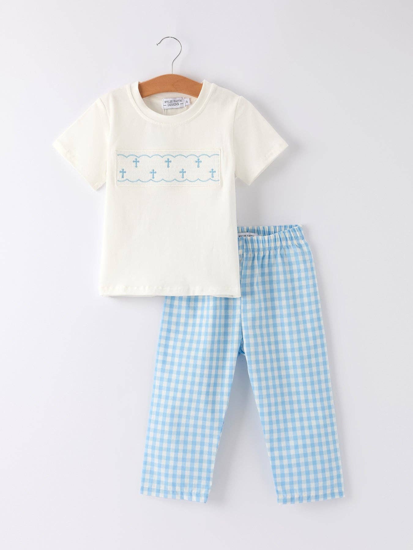 Blue Smocked Church Christ Bishop Christening Toddler Boys'Set
