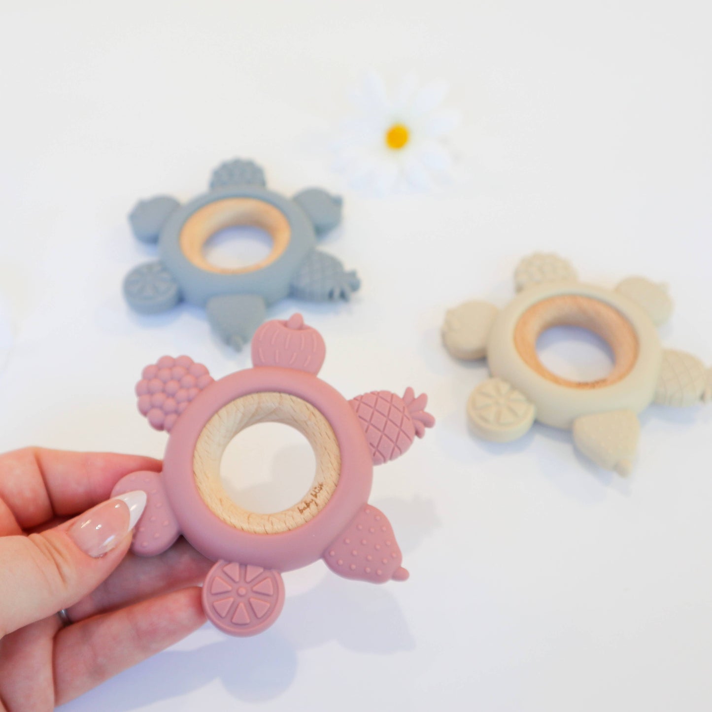 Fruit Teether Ring - Dusty Rose