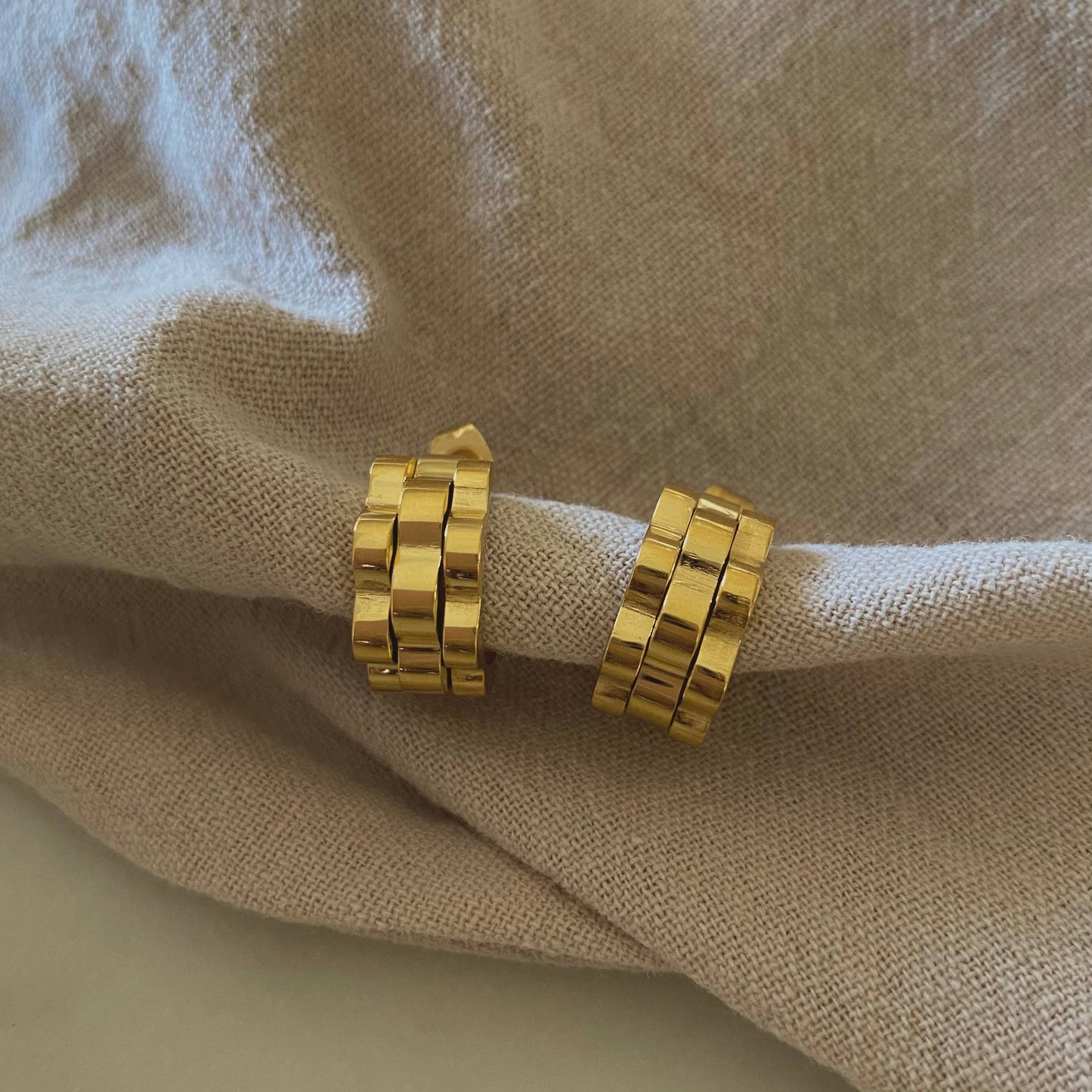 AMADY Watch Band style Hoop Earrings 18K GP Stainless Steel