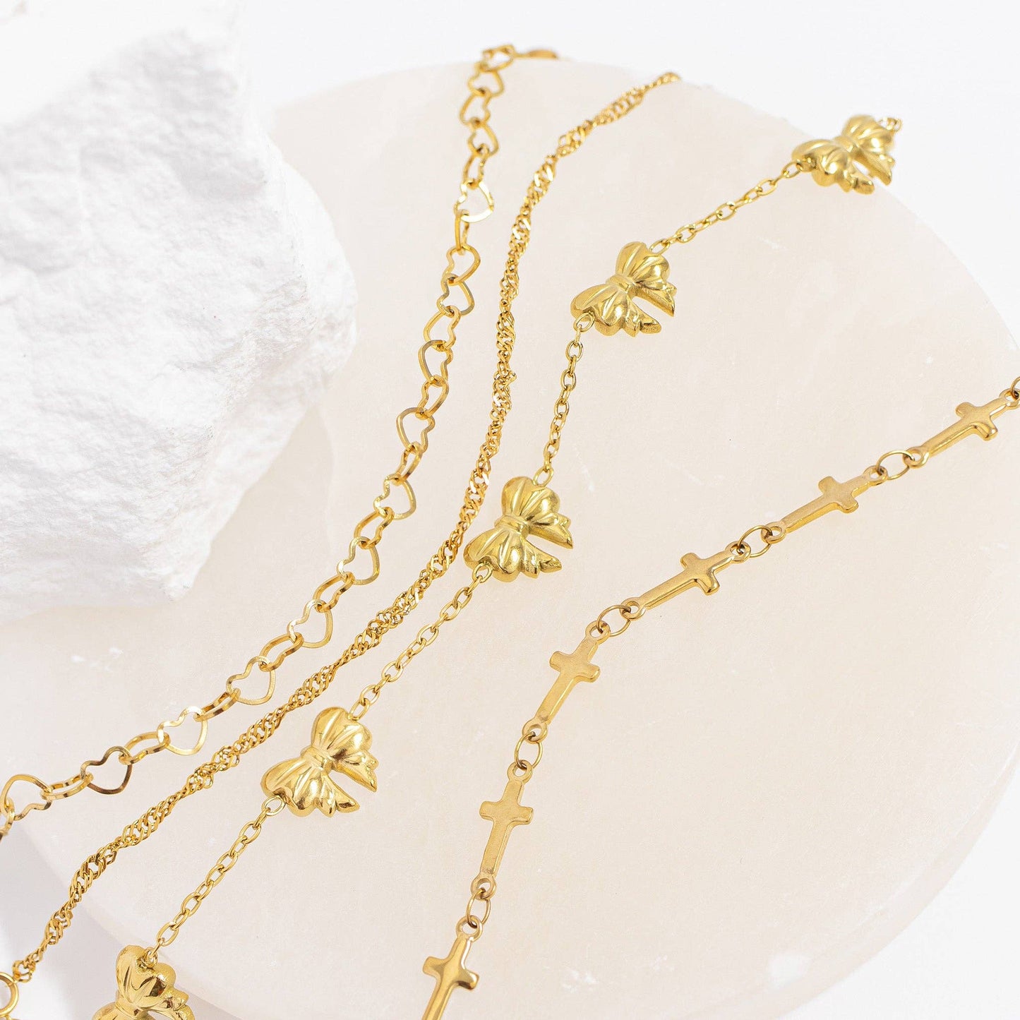 18K Gold PVD Stainless Steel Cross Chain Bracelet