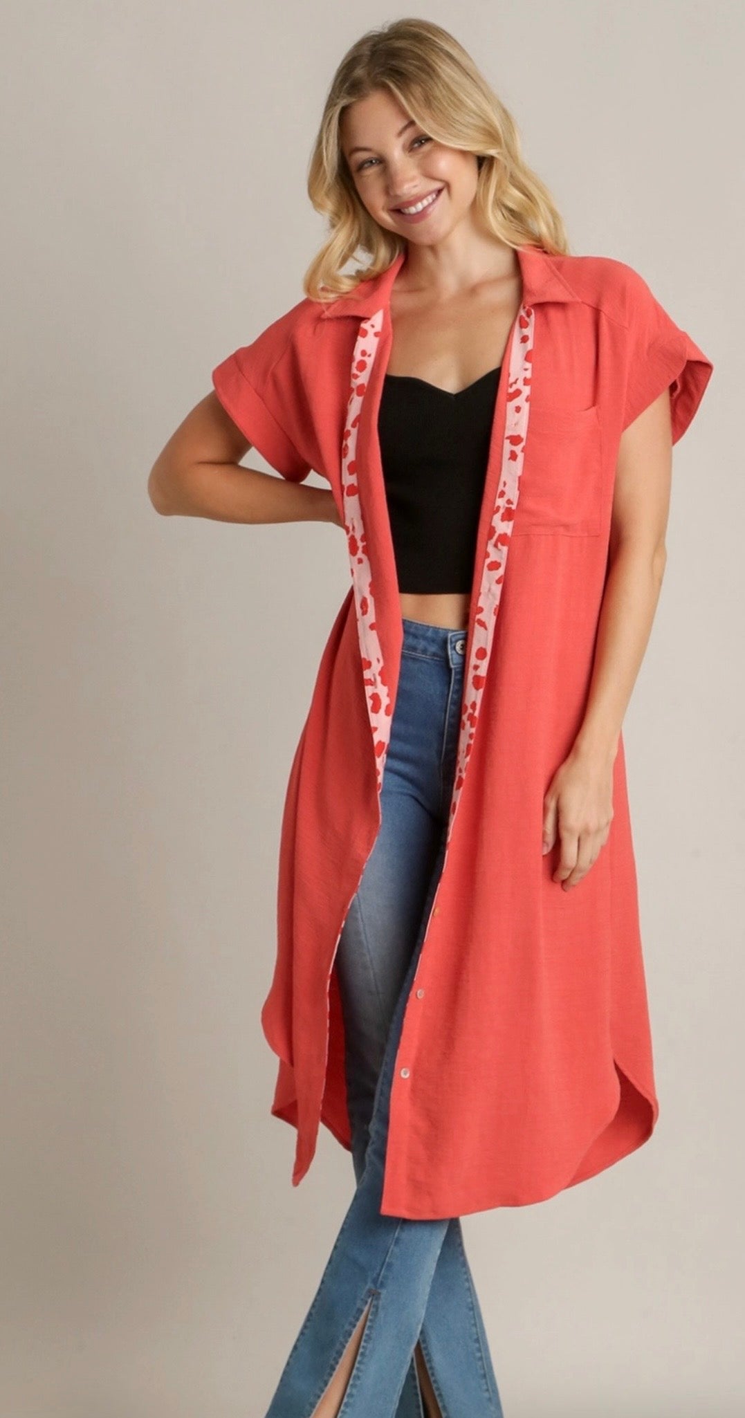 Deep Coral Shirt Dress