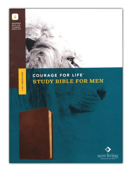 NLT Courage For Life Study Bible for Men, Filament-Enabled Edition--soft leather-look, rustic brown lion