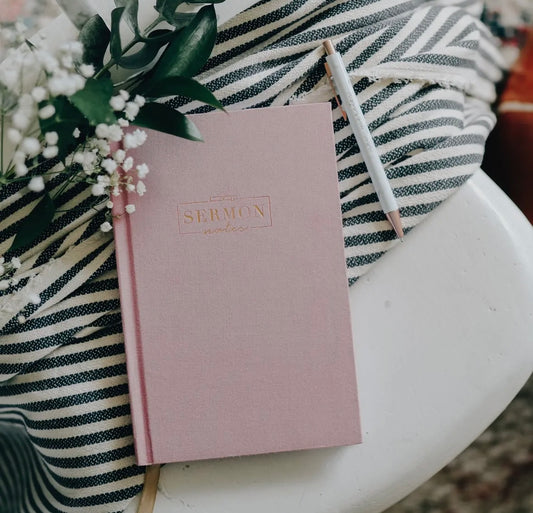 Sermon Notes Journal- Pink Linen